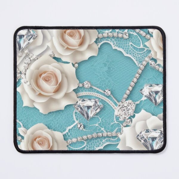 Item preview, Aqua blue - roses, diamonds pattern  designed and sold by Chippychips1.