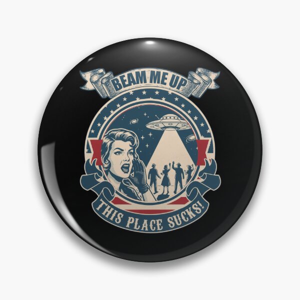 Item preview, Beam Me Up This Place Sucks Retro UFO American Flag Humor designed and sold by pansak.