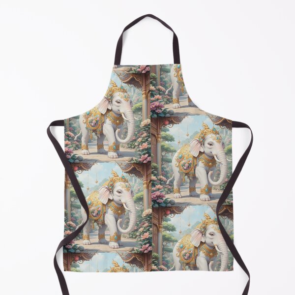Item preview, Sacred White Elephant of Abundance – Golden Thai Palace Guardian Fantasy Art designed and sold by PixPixari.