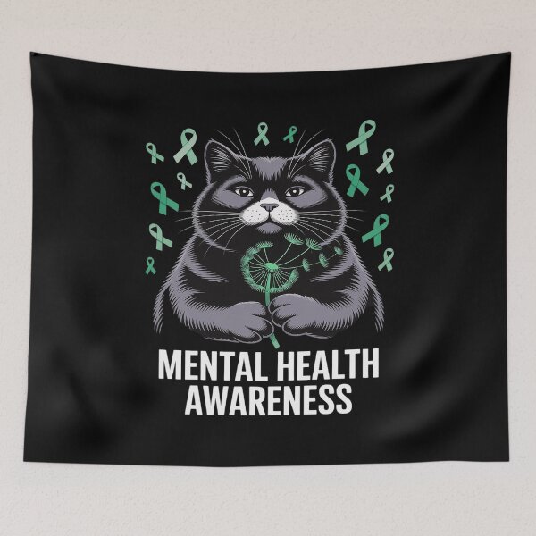 Item preview, Green Ribbon Mental Health Awareness Support Squad Cat Mom designed and sold by Slwankol.