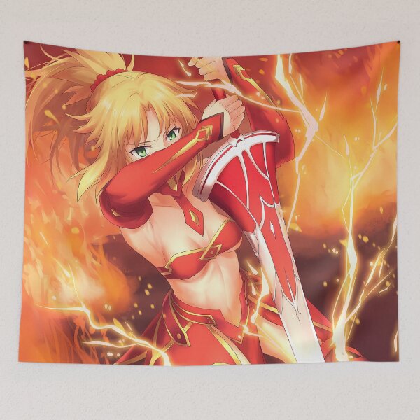 Item preview, Red Saber Mordred Fate Grand Order Fire Anime Girl Waifu Blazing Red Lightning Strike designed and sold by CarlosBender.