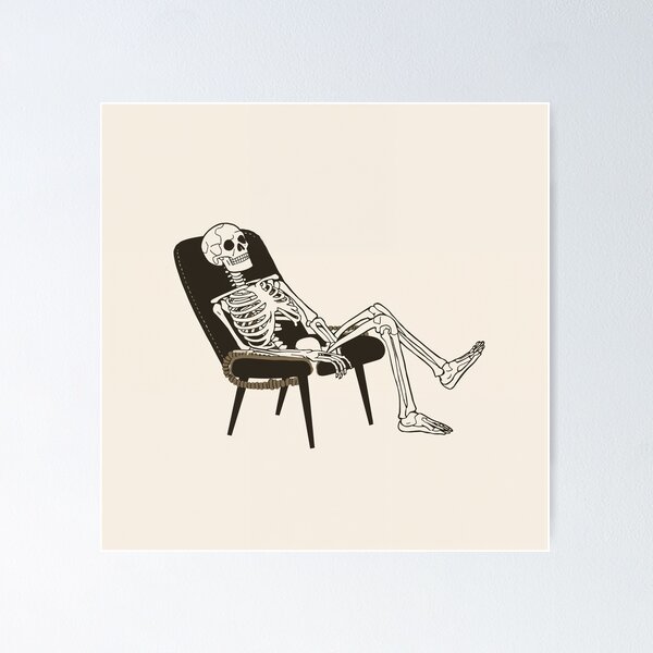 Item preview, Skeleton Relaxing in a Chair Illustration designed and sold by Dojo319.