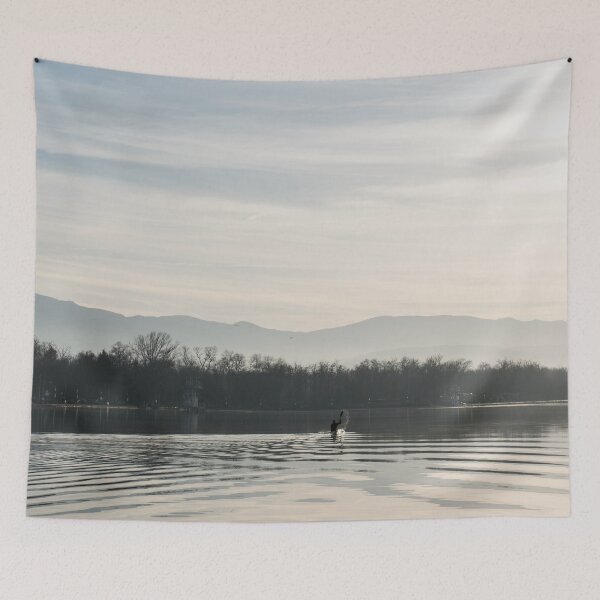 Item preview, Kayaking on Serene Lake with Distant Mountains designed and sold by Georgia Mizuleva.