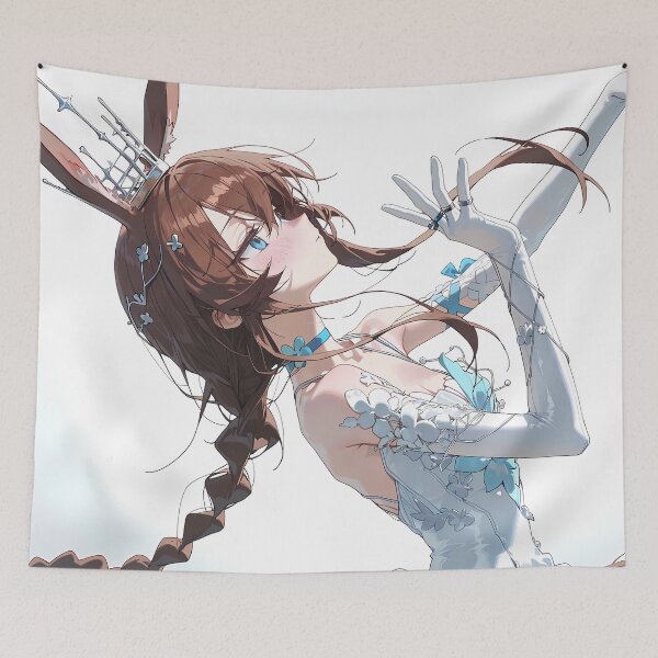 Item preview, Amiya Arknights Prelude To Dawn Anime Girl Elegant White Gown Side View designed and sold by CarlosBender.