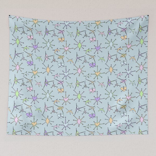 Item preview, hearts, diamonds, and stars, blue background designed and sold by mntimg.