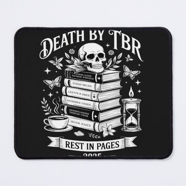 Item preview, Death by TBR Rest in Pages Funny Skull Bookish designed and sold by katherintration.