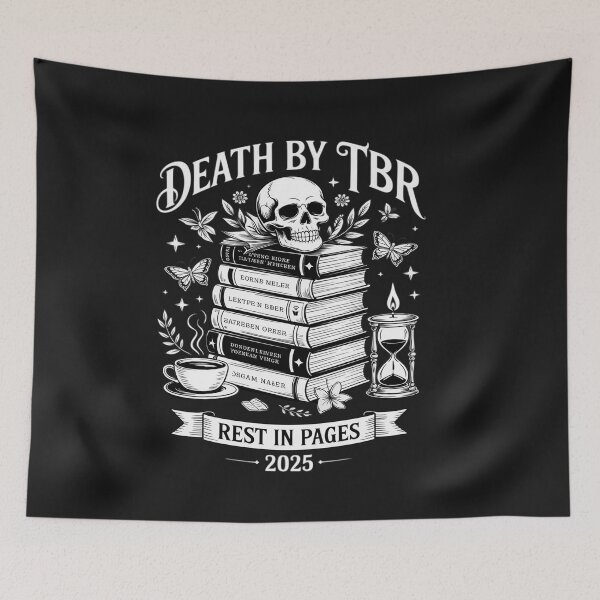 Item preview, Death by TBR Rest in Pages Funny Skull Bookish designed and sold by katherintration.