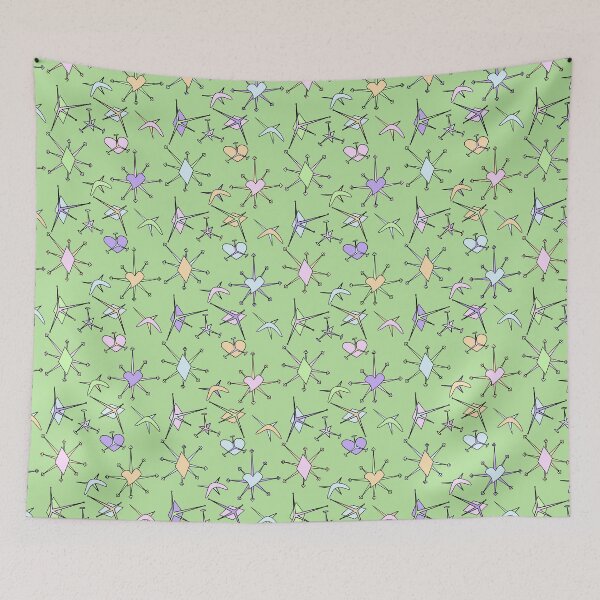 Item preview, hearts, diamonds, and stars, green background designed and sold by mntimg.