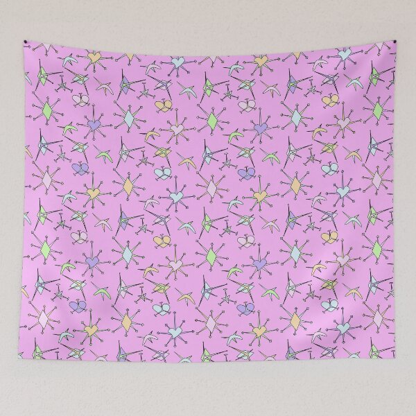 Item preview, hearts, diamonds, and stars, pink background designed and sold by mntimg.