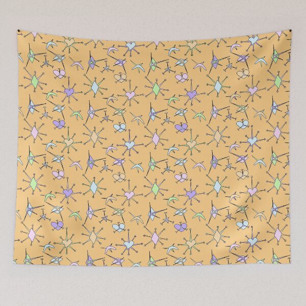 Item preview, hearts, diamonds, and stars, orange background designed and sold by mntimg.