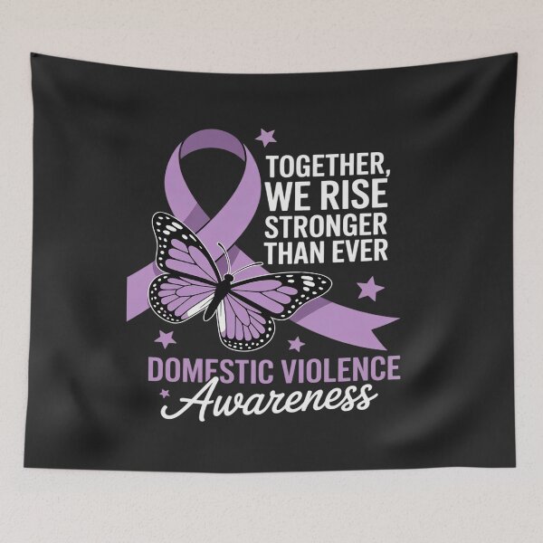 Item preview, Domestic Violence Awareness Together We Rise Purple Ribbon designed and sold by LegendsArt75.