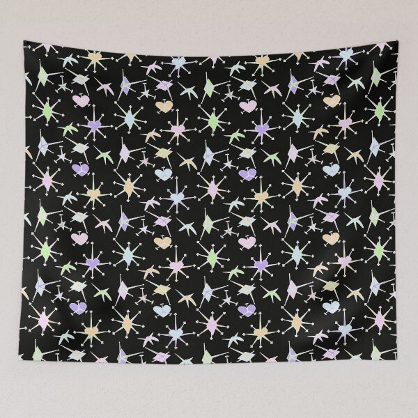 Item preview, hearts, diamonds, and stars, black background designed and sold by mntimg.
