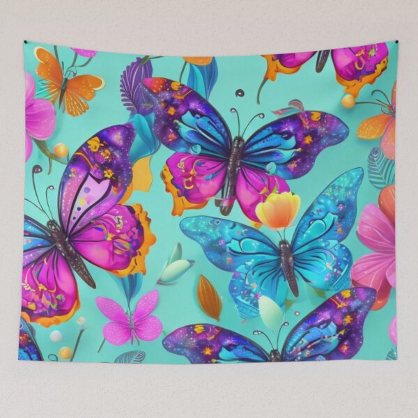 Item preview, Colorful Butterfly Pattern in Turquoise and Pink designed and sold by FANTASTIC-N.
