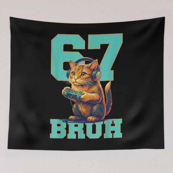 Item preview, Gamer Cat 67 6 7 Six Seven Bruh T-Shirt designed and sold by LashondaGreen89.