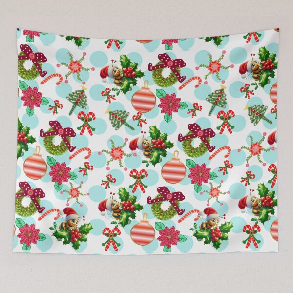 Item preview, Whimsical Santa Bee Christmas Holly Jolly Pattern designed and sold by HopeAndHustle.