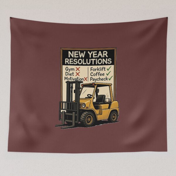 Item preview, New Year Resolutions – Forklift, Coffee, Paycheck designed and sold by RetroNibylander.