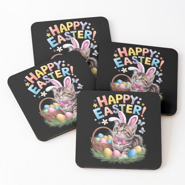 Item preview, Cute Kitten Happy Easter Cat Bunny And Eggs Kids Women designed and sold by Morphologiona.