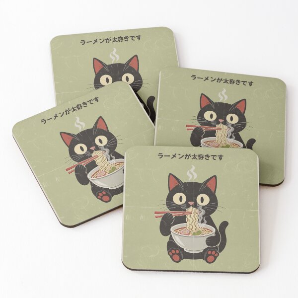 Item preview, Black Cat Eating Ramen  designed and sold by purplestake.