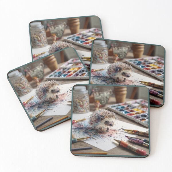 Item preview, Hedgehog Painting Comes to Life on Artist's Desk designed and sold by Tridentulus.