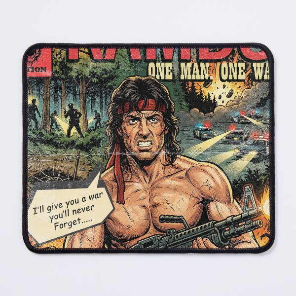 Item preview, Rambo Retro 80's Action Vintage Comic Cover Art designed and sold by Back2Collage.