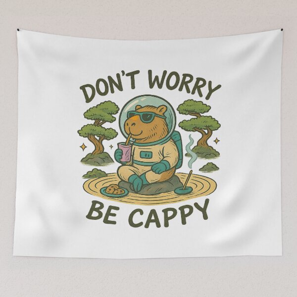 Item preview, Don't Worry Be Cappy, Cute And Motivational Quote, Cute Capybara designed and sold by graphic-genie.
