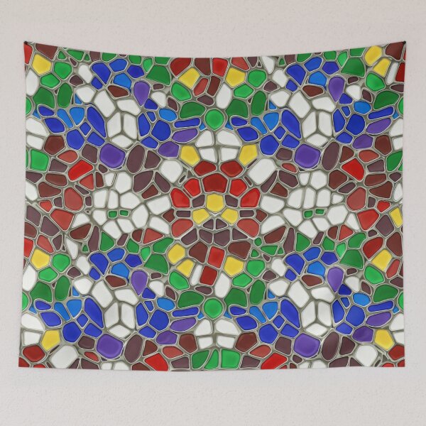 Item preview, Colorful Pebble Mosaic Stained Glass designed and sold by Kaleidoscope Print.