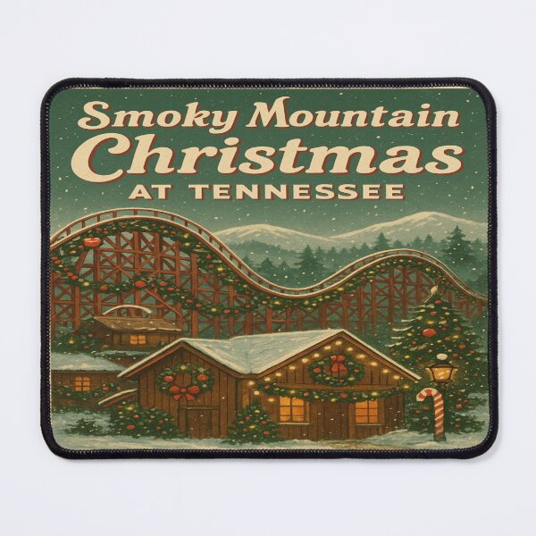 Item preview, Smoky Mountain Christmas at Tennessee – Retro Dollywood Holiday Roller Coaster Art designed and sold by Globalcitytees.