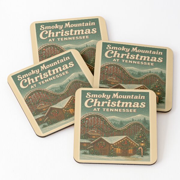 Item preview, Smoky Mountain Christmas at Tennessee – Retro Dollywood Holiday Roller Coaster Art designed and sold by Globalcitytees.