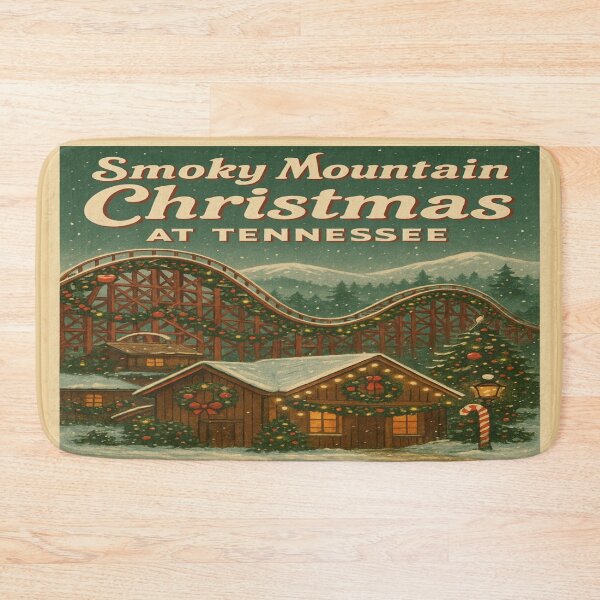 Item preview, Smoky Mountain Christmas at Tennessee – Retro Dollywood Holiday Roller Coaster Art designed and sold by Globalcitytees.