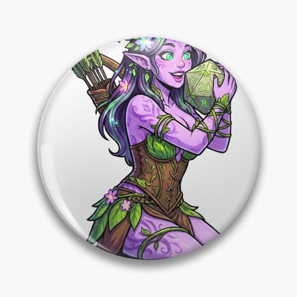 Item preview, Nature's Luck: Purple Tiefling Ranger & Giant D20 designed and sold by SkinnyFlatWhite.