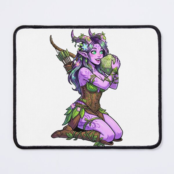 Item preview, Nature's Luck: Purple Tiefling Ranger & Giant D20 designed and sold by SkinnyFlatWhite.