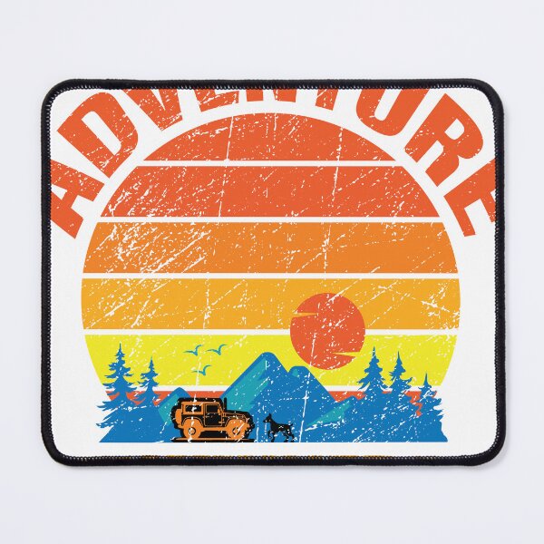 Item preview, Retro Adventure Sunset - Off-Road 4x4 with Dog and Mountains t-shirt design designed and sold by DesignsDrip.
