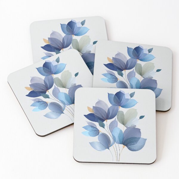 Item preview, Abstract Blue Botanical Leaves designed and sold by PaintbrushPlace.