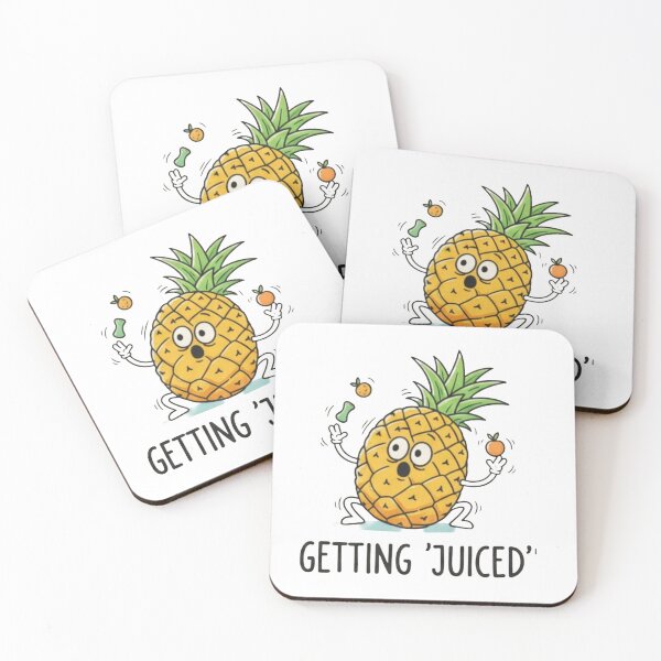 Item preview, Retro Cartoon Pineapple Juice ​The Juggling Pineapple Illustration designed and sold by ZyVoAli.