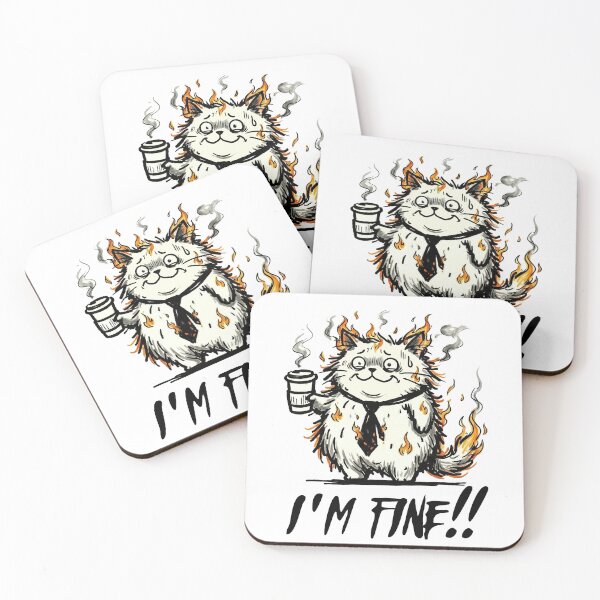 Item preview, I'm Fine - Funny Burning Cat Office Humor Art designed and sold by AdyKurniawan.