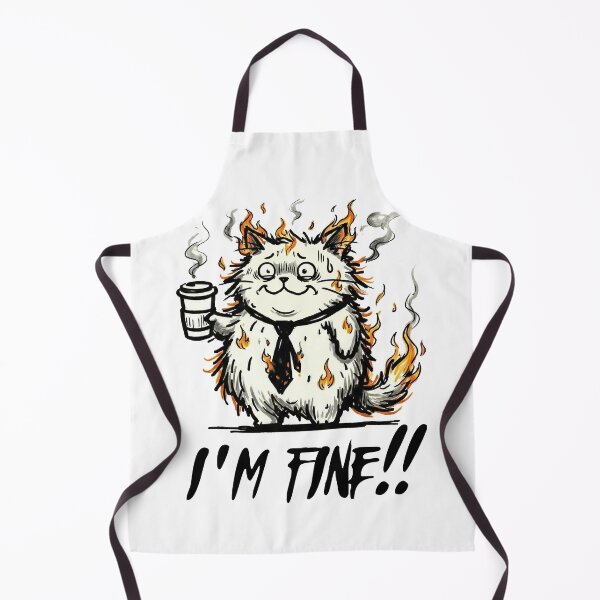 Item preview, I'm Fine - Funny Burning Cat Office Humor Art designed and sold by AdyKurniawan.