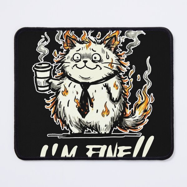Item preview, I'm Fine - Funny Burning Cat Office Humor Art designed and sold by AdyKurniawan.