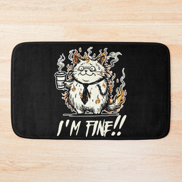 Item preview, I'm Fine - Funny Burning Cat Office Humor Art designed and sold by AdyKurniawan.