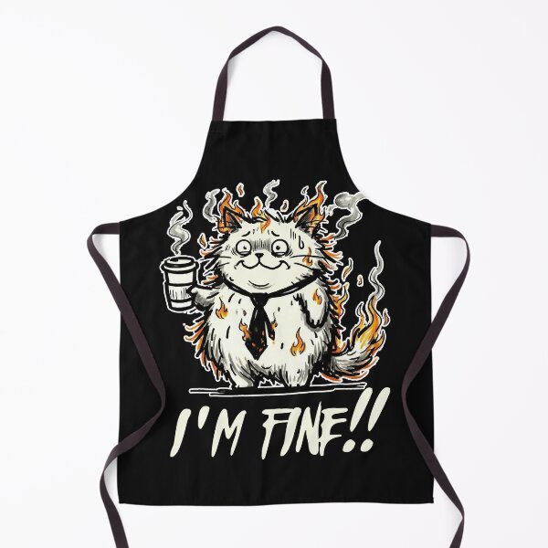 Item preview, I'm Fine - Funny Burning Cat Office Humor Art designed and sold by AdyKurniawan.