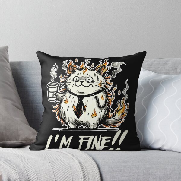 Item preview, I'm Fine - Funny Burning Cat Office Humor Art designed and sold by AdyKurniawan.