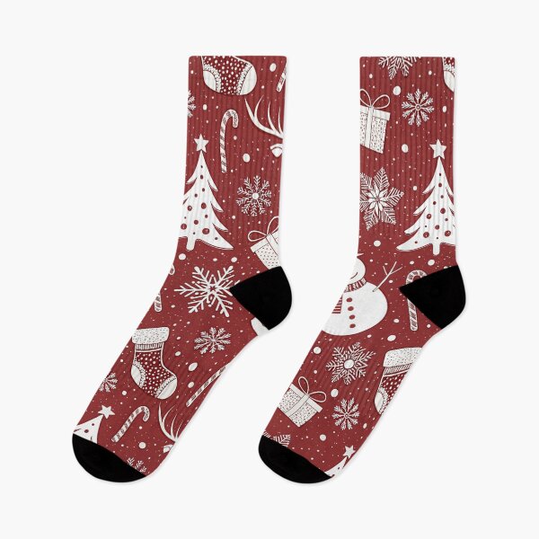 Item preview, Minimal Christmas Papercut Pattern – White Holiday Icons on Red Background for Mugs, Tote Bags & Wall Art designed and sold by CHRONIN.