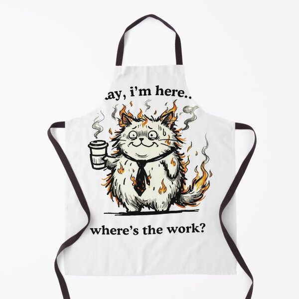 Item preview, Okay I'm Here Where's The Work - Funny Burning Cat Office Art designed and sold by AdyKurniawan.