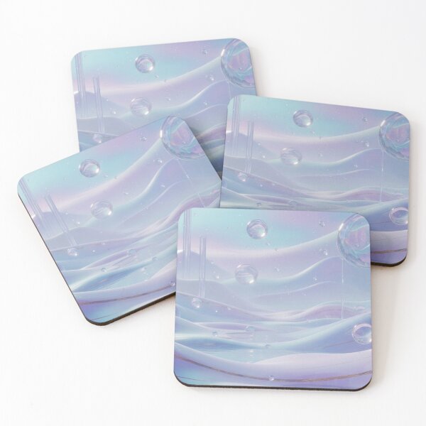 Item preview, Pastel Dreamscape Abstract Waves with Floating Glass Orbs designed and sold by anandsiva2703.