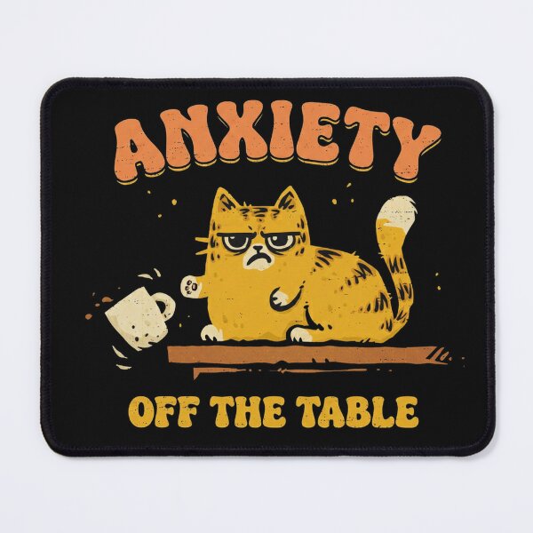 Item preview, Anxiety Off The Table - Funny Mental Health Black Cat Art designed and sold by AdyKurniawan.
