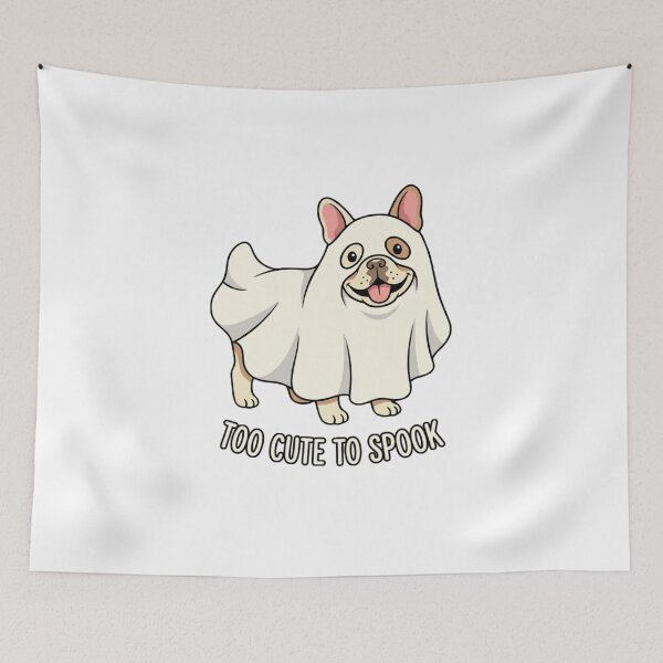 Item preview, Too Cute To Spook French Bulldog Ghost Cartoon Mascot designed and sold by chattsuede.