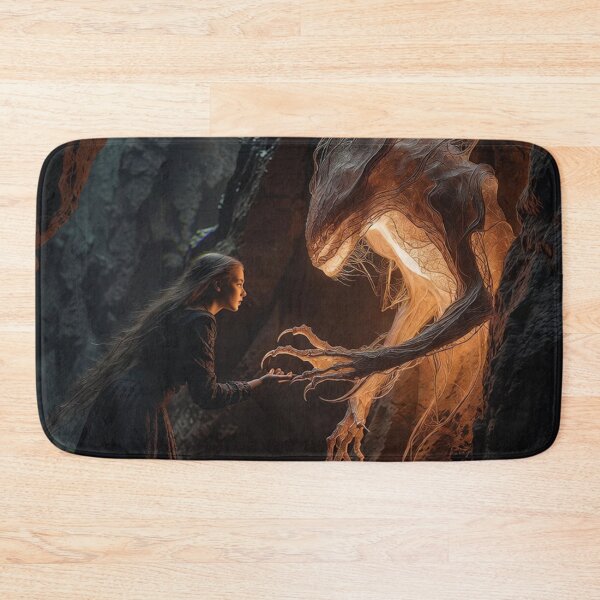 Item preview, Enchanted Encounter: Young Woman and Glowing Creature in Subterranean Cavern designed and sold by AdamSpade.