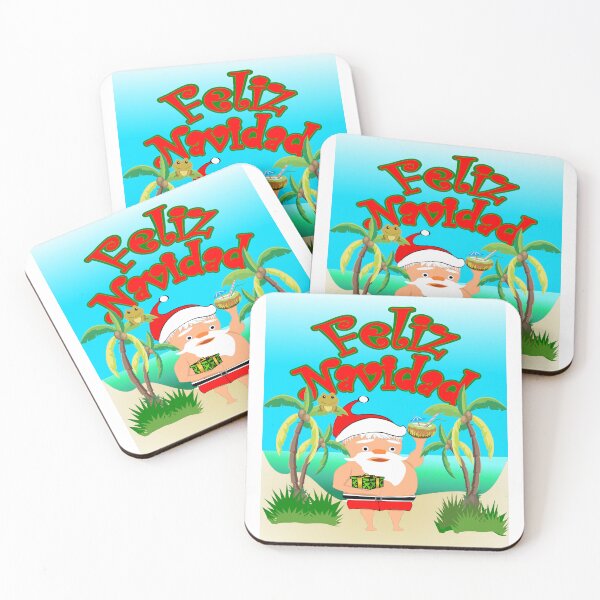 Item preview, Feliz Navidad Santa at the beach in a tropical Christmas designed and sold by Verle-art.