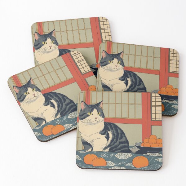 Item preview, Japanese Low Table Cat – Quiet Winter Interior Illustration designed and sold by LEO'S CREATURE　れおずくりーちゃー.