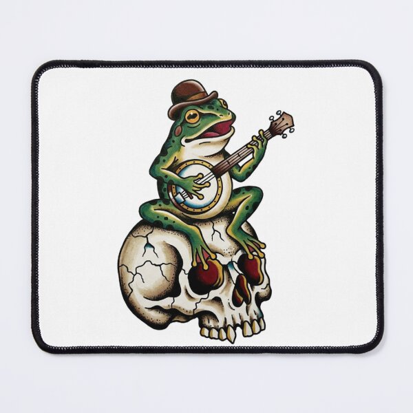 Item preview, Banjo Frog on Skull – Traditional Tattoo Flash Art designed and sold by fernwehbindery.