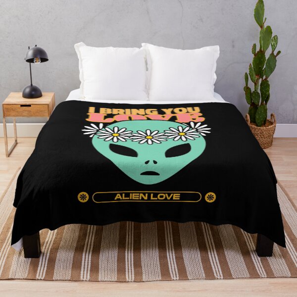 Item preview, I Bring You Love Alien with Flowers designed and sold by crazydotdesigns.